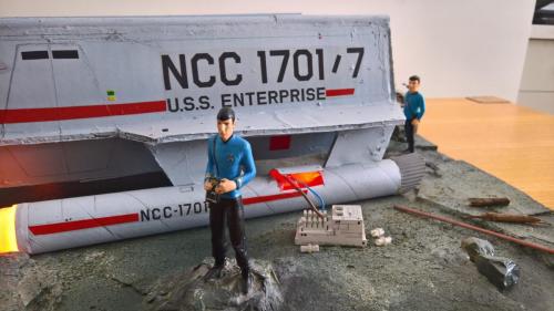 The Star Trek Galileo Seven diorama, including Spock and McCoy figures