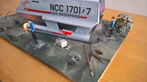 The Star Trek Galileo Seven diorama, including Spock and McCoy figures